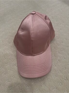 Pink Satin Baseball Cap Adjustable Glossy Streetwear Hat One Size